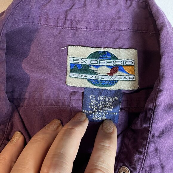 Exofficio Womens Shirt Button Down Purple Pockets Snap Outdoor Hiking Sz 10/12 M - Picture 3 of 7